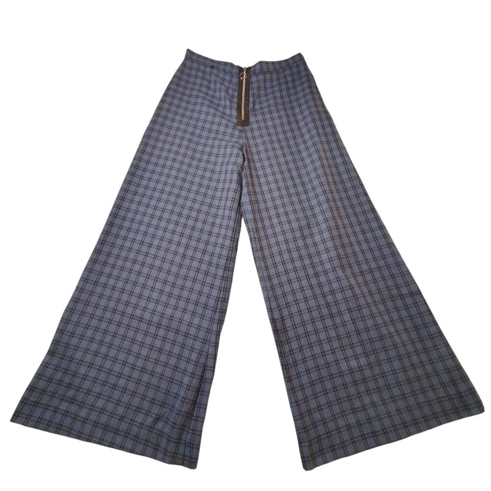 THE RAGGED PRIEST Plaid Wide-Leg Pants Blue Medium Grunge Club Kid Punk 00044